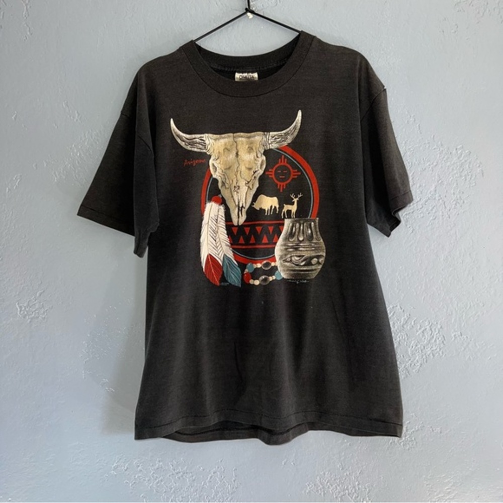vintage 90s ARIZONA STEER SKULL T-Shirt XL native american cowboy single stitch